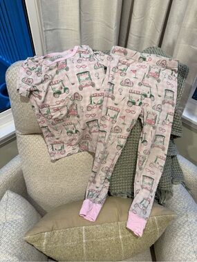 Caden Lane Pink Cartoon Car Two-Piece Pajama Set
